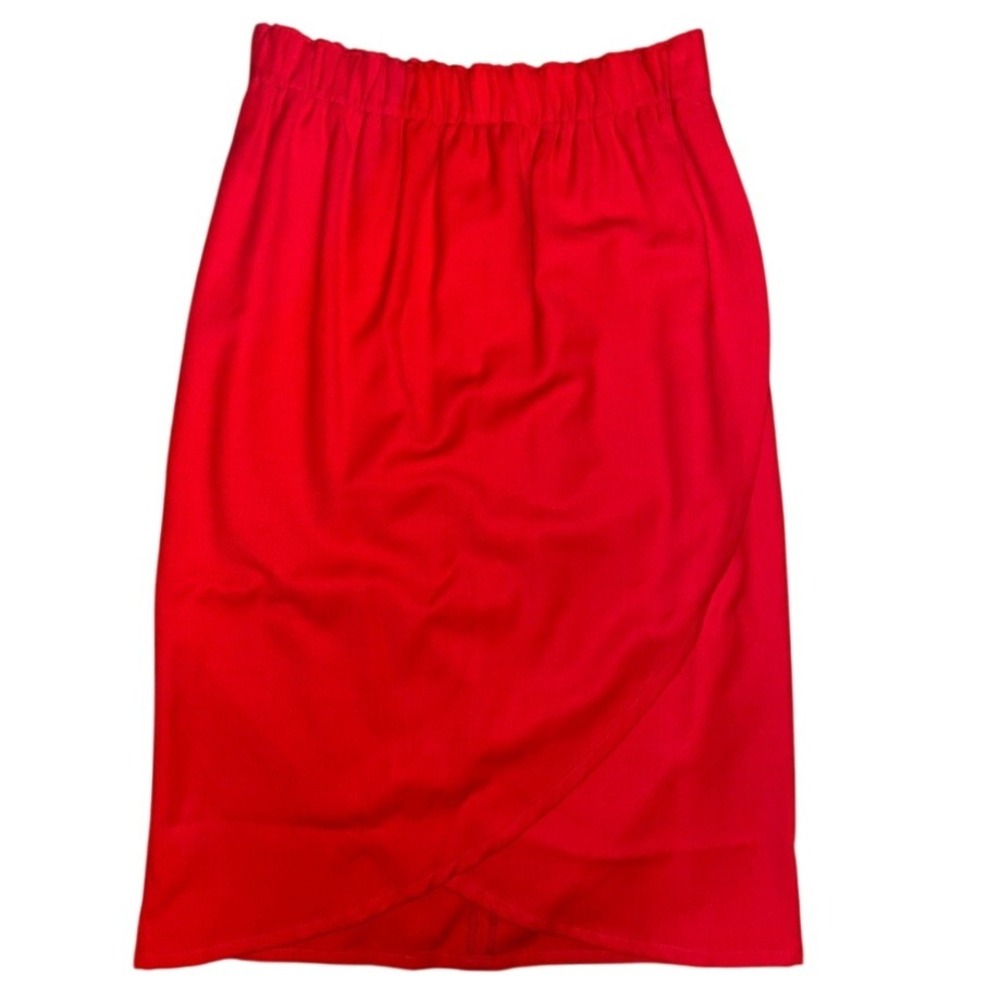 Vintage Escada Red‎ Pencil Skirt 100% Wool elastic waist in Germany Size 4/6
